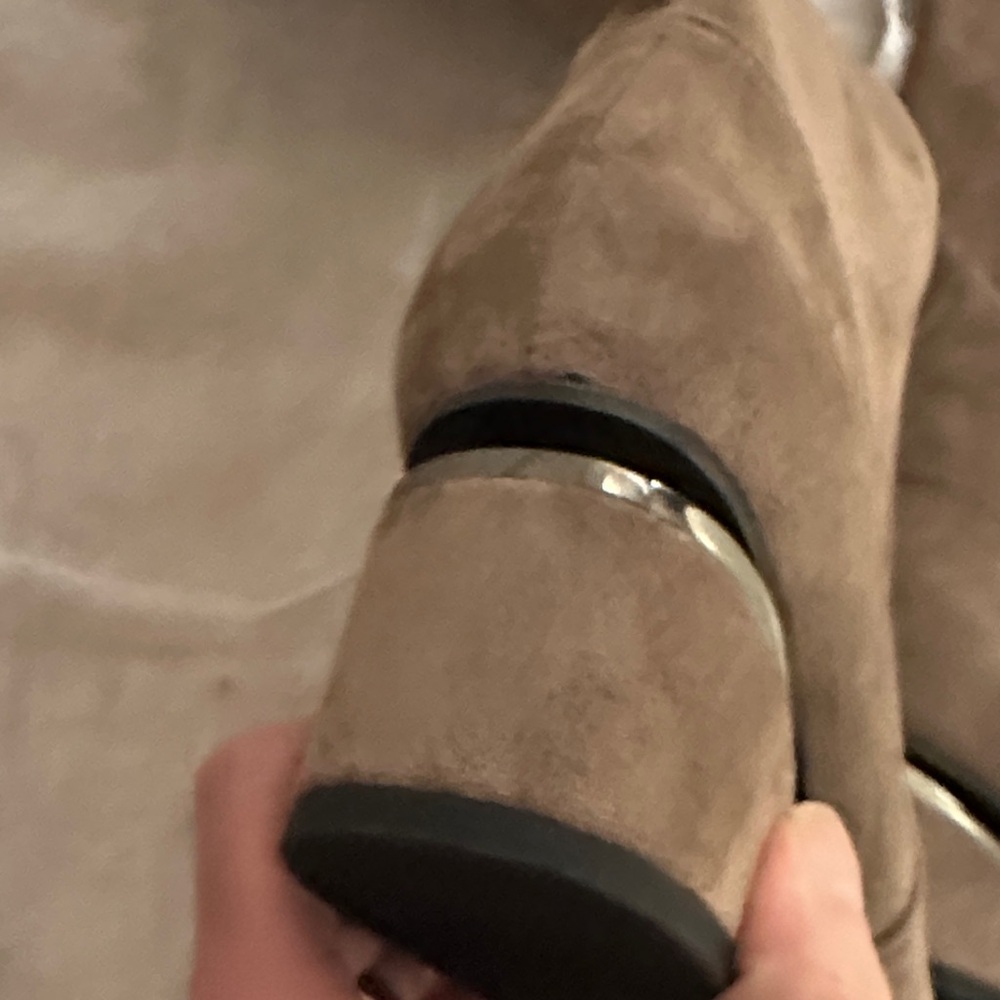 Torgeis Taupe Suede over the knee boots, tall tan boot, Madeline wedge heel boot - Picture 14 of 17